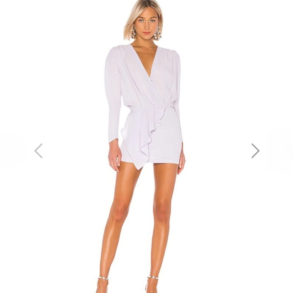 Iro Oak dress with ruffles and structured shoulder in lavender